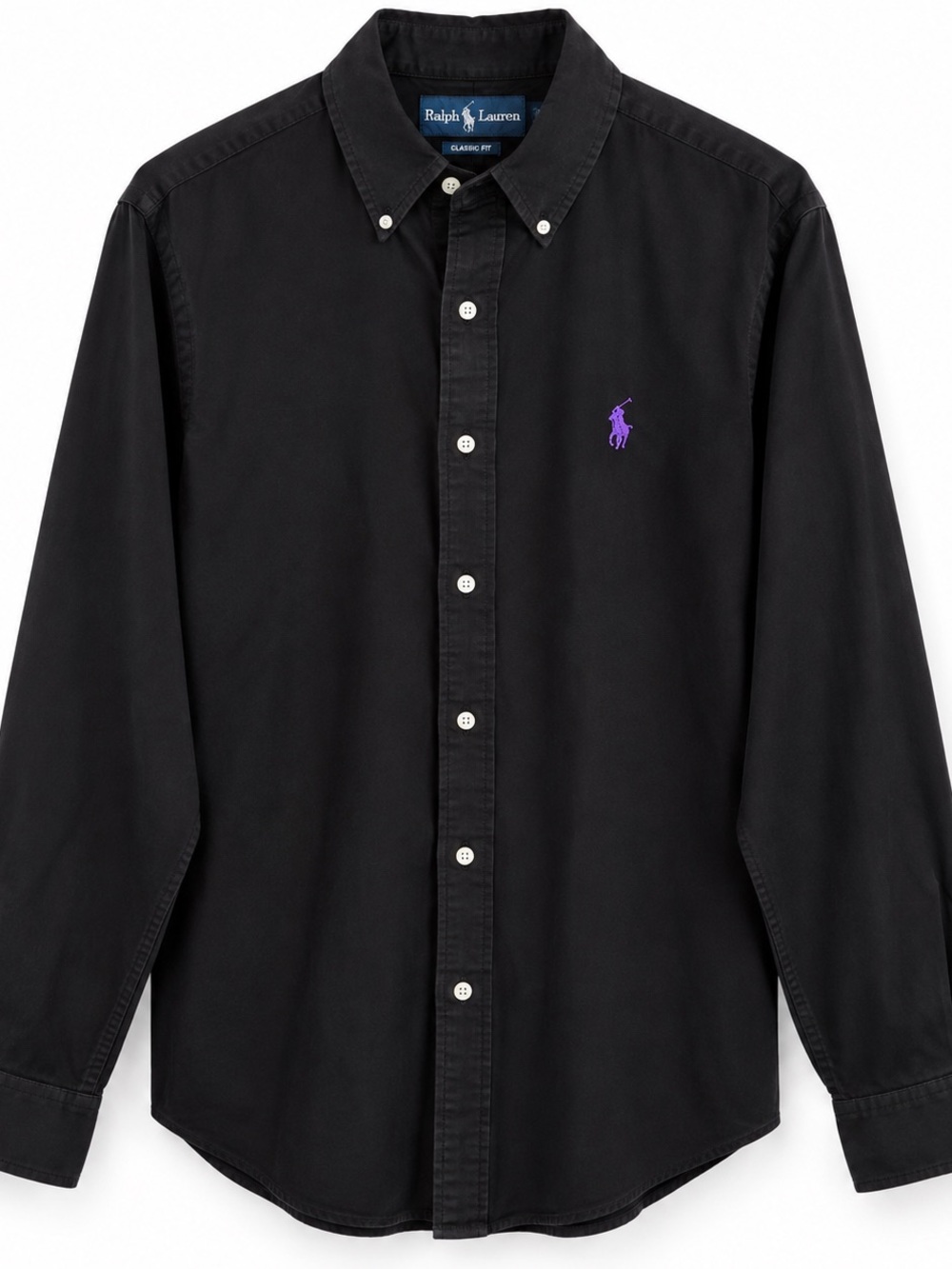 Ralph Lauren Black Button-Down Shirt with Purple Pony